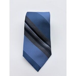 Unbranded Necktie Mens OS Blue Charcoal Striped Classic Formal Business Tie